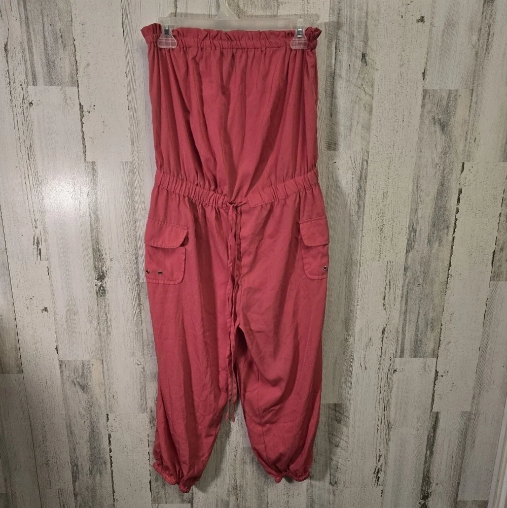 Thread Story Pink Lightweight Strapless Jumpsuit Womens Size Large